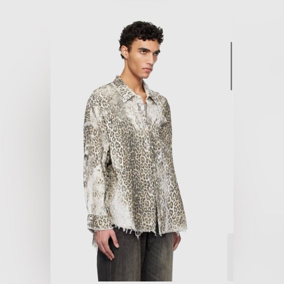 $750 Brand New R13 Shredded Seam Drop Neck Shirt Leopard Size XS